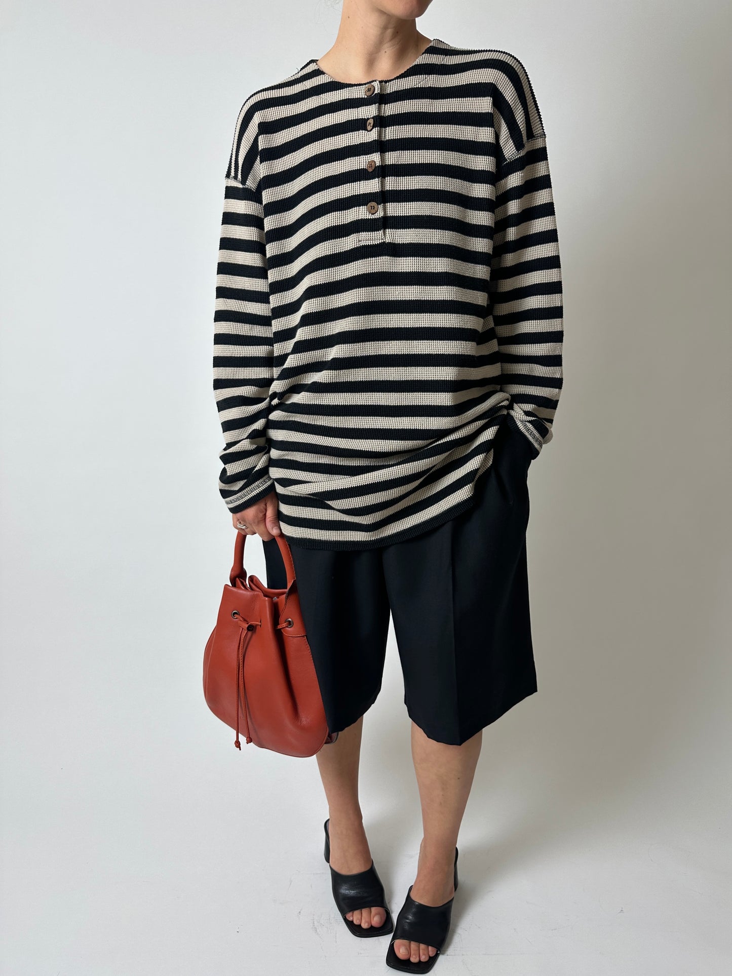 Striped sweater | Black / ecru