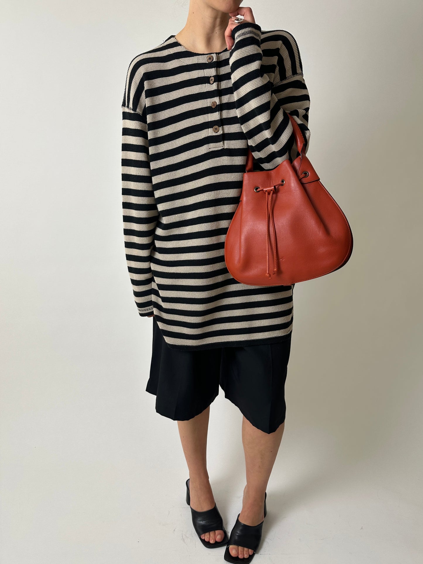 Leather hand bag | Deep orange