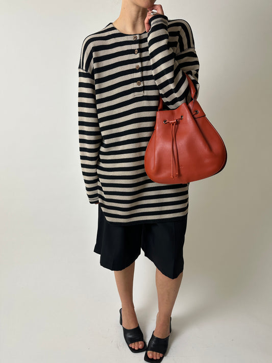 Leather hand bag | Deep orange