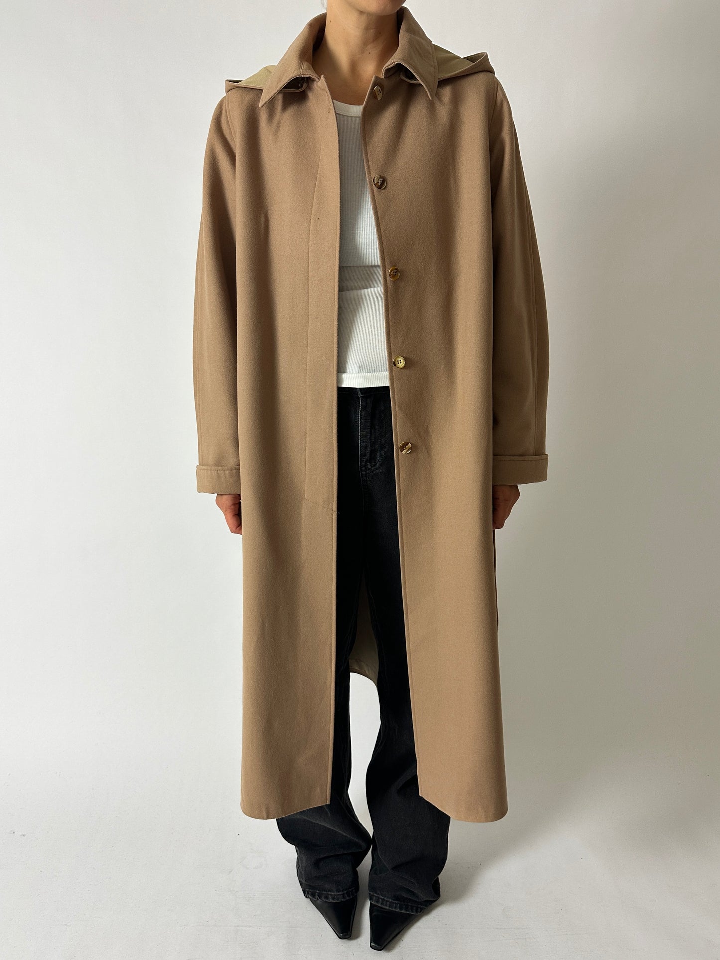 Belted wool coat | Soft camel