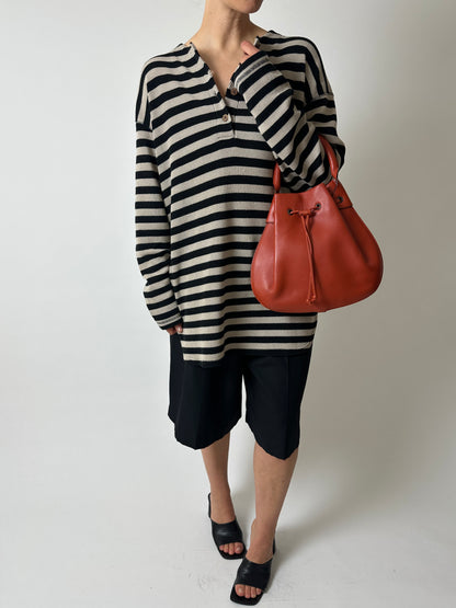 Leather hand bag | Deep orange