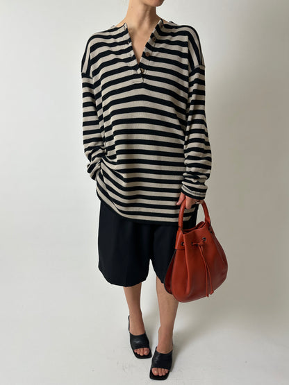 Striped sweater | Black / ecru