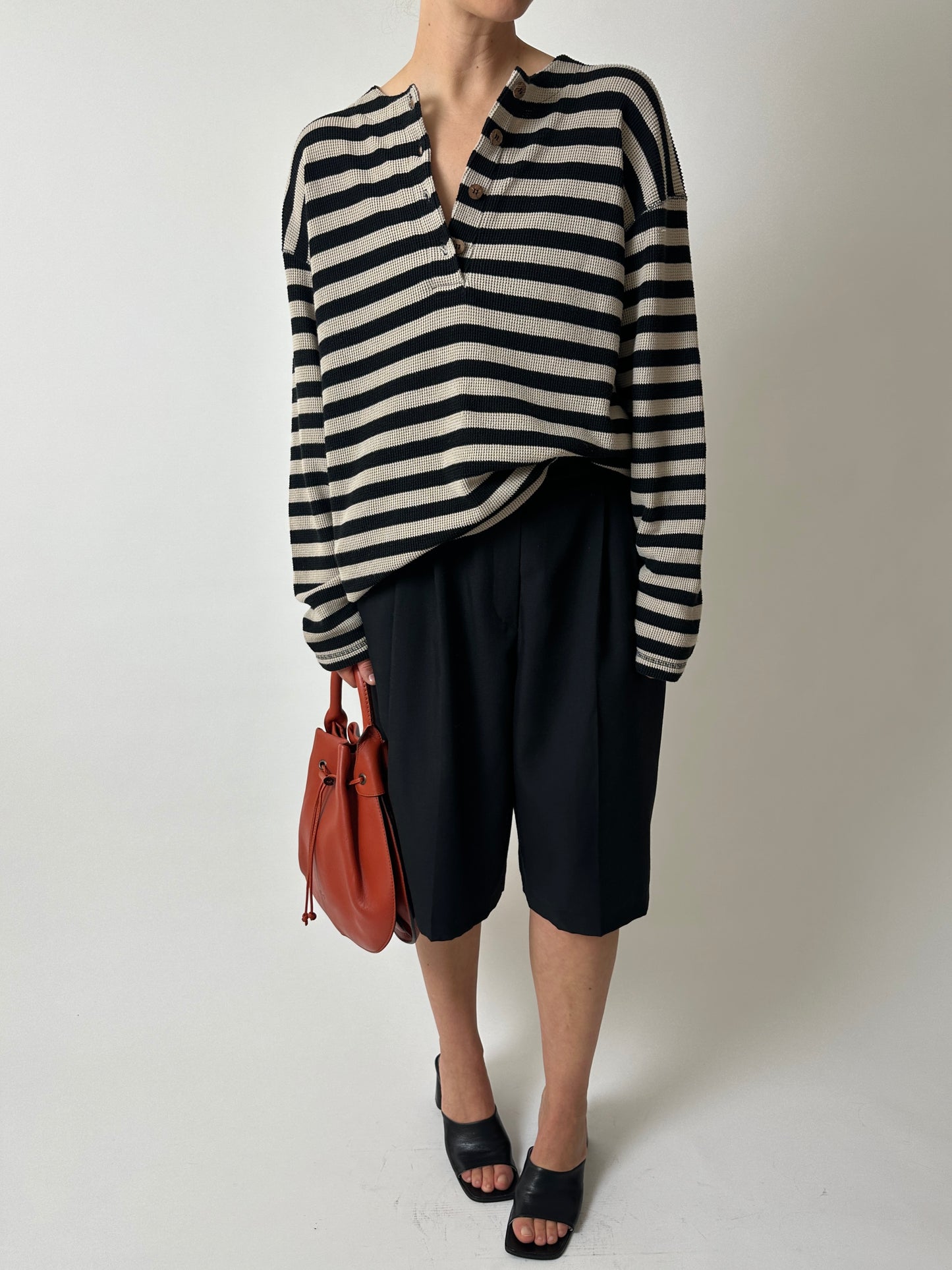 Striped sweater | Black / ecru