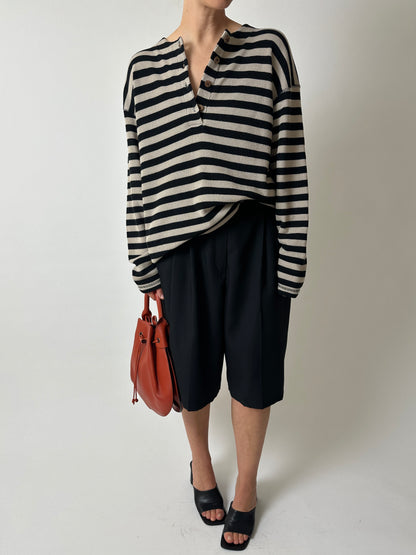 Striped sweater | Black / ecru