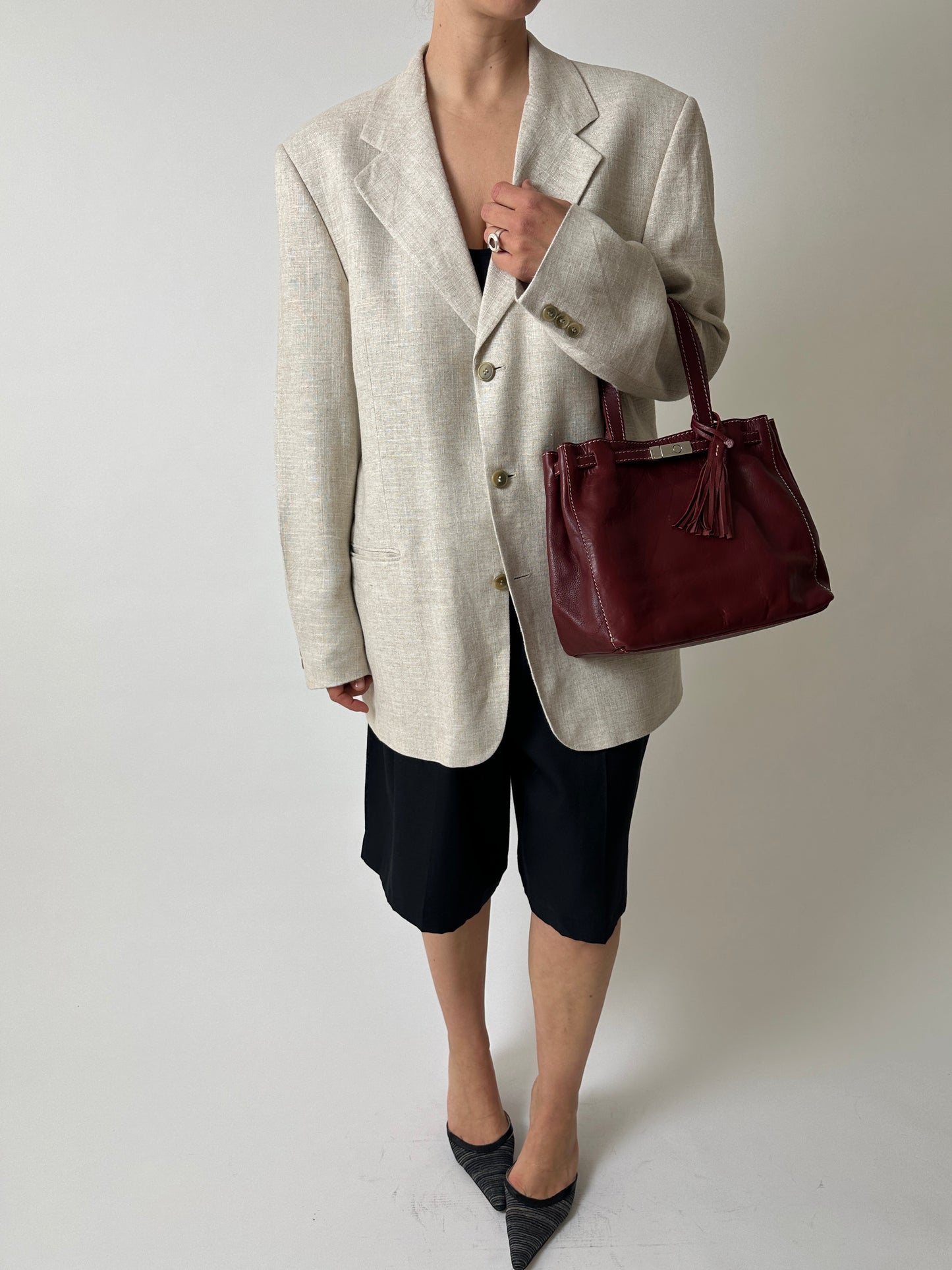 Leather shoulder bag | Bordeaux