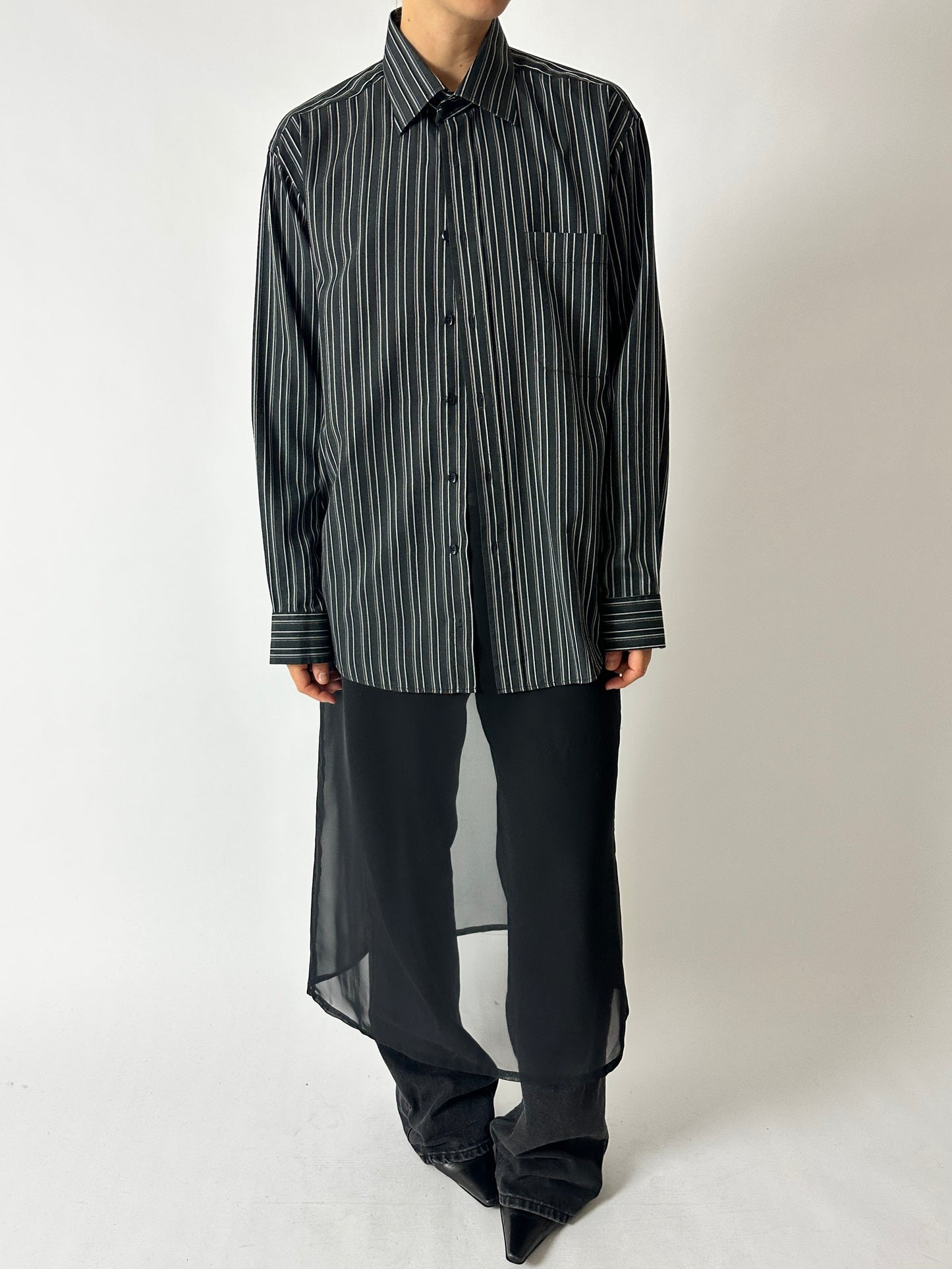 Oversized striped shirt | Black / White