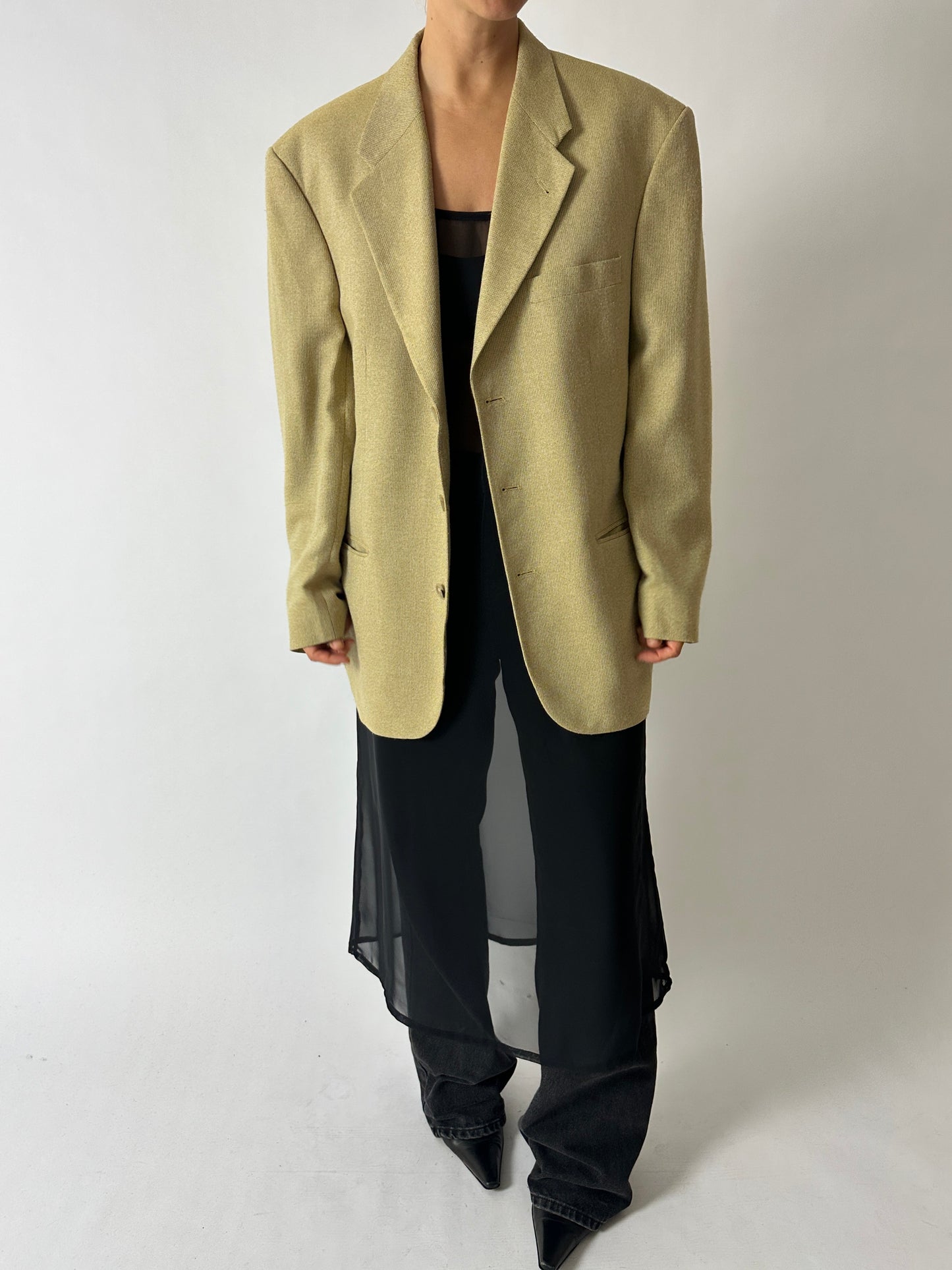 Oversized woven blazer | Dark Butter