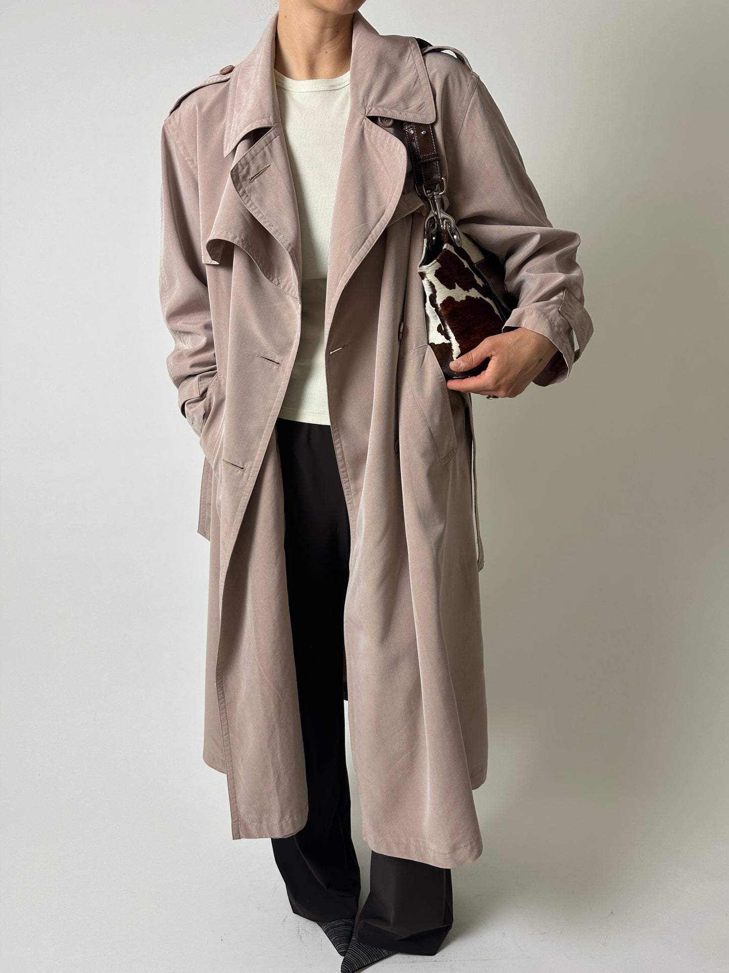 Long trench coat | Powder beige
