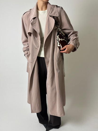 Long trench coat | Powder beige