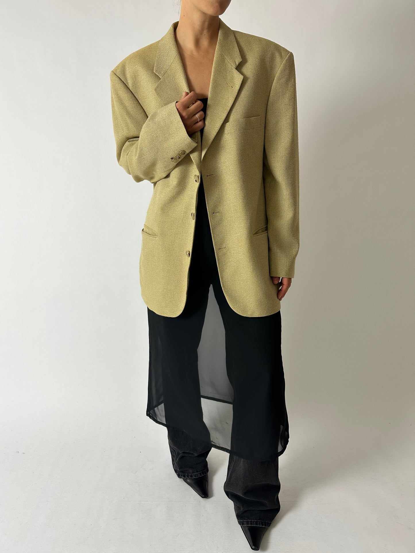 Oversized woven blazer | Dark Butter