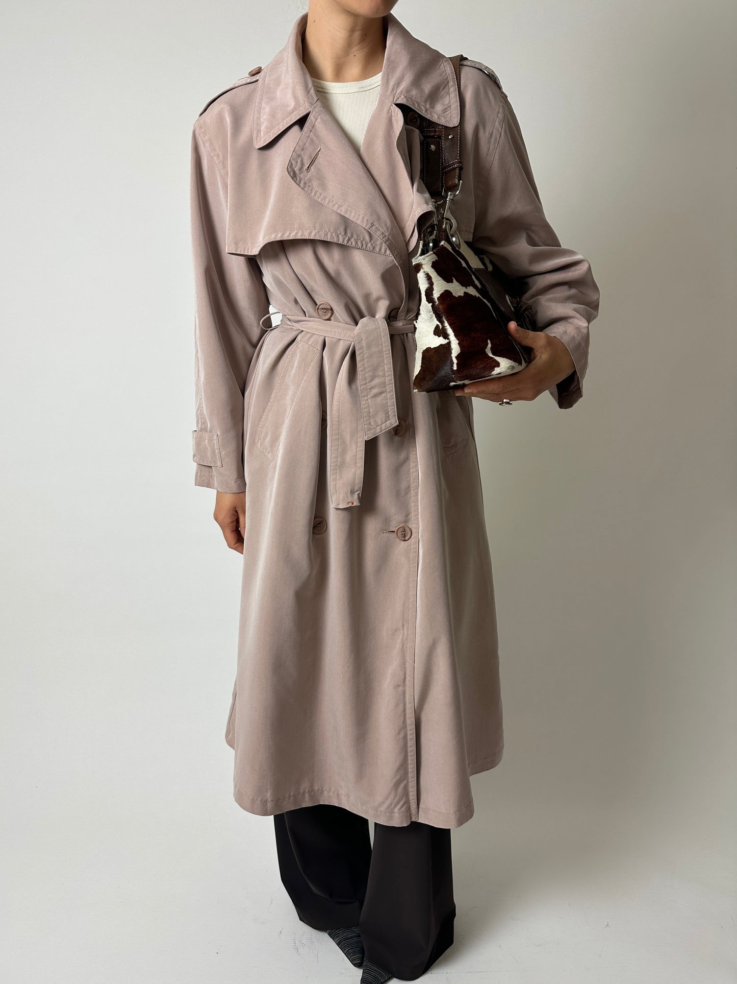 Long trench coat | Powder beige