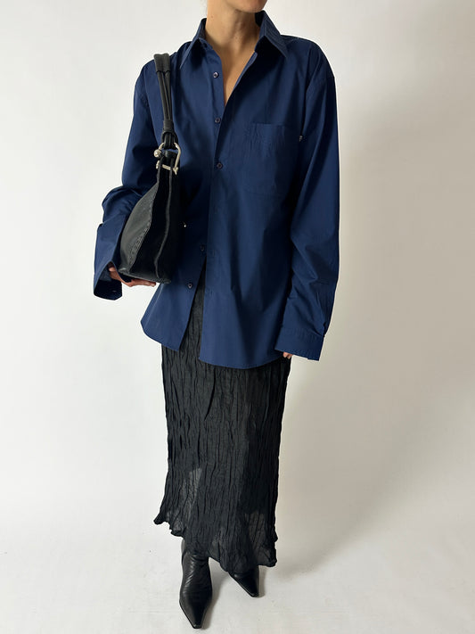 Crinkled silk skirt | Black