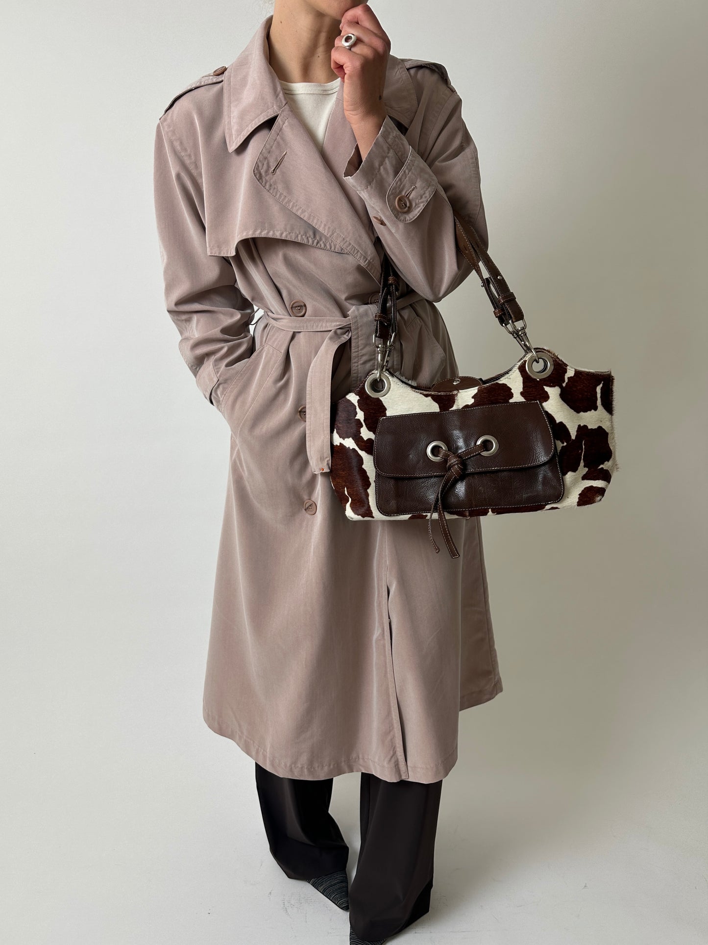Long trench coat | Powder beige