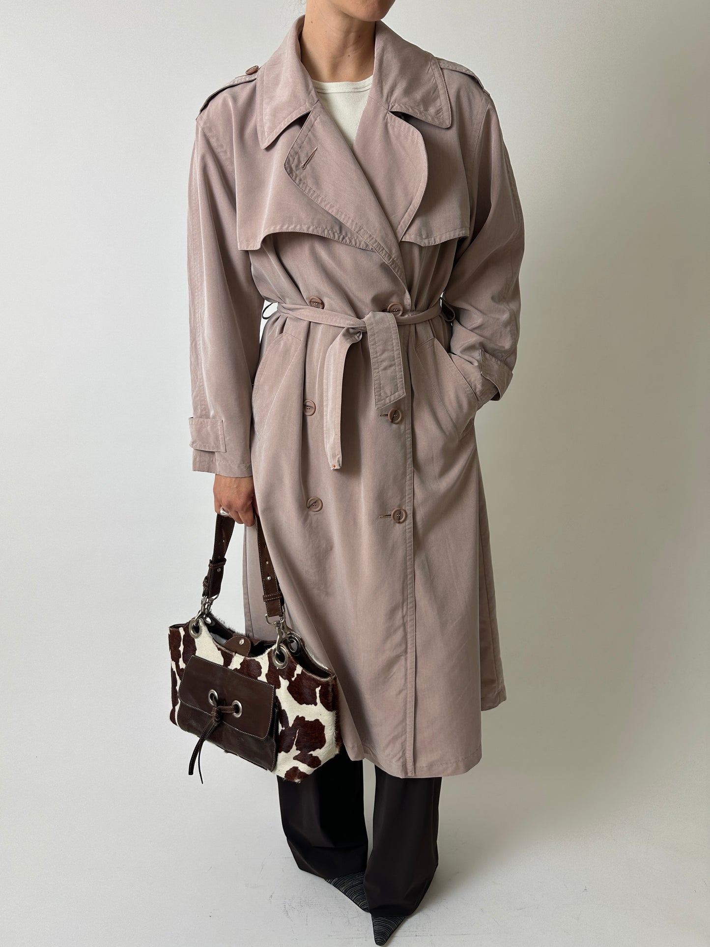 Long trench coat | Powder beige