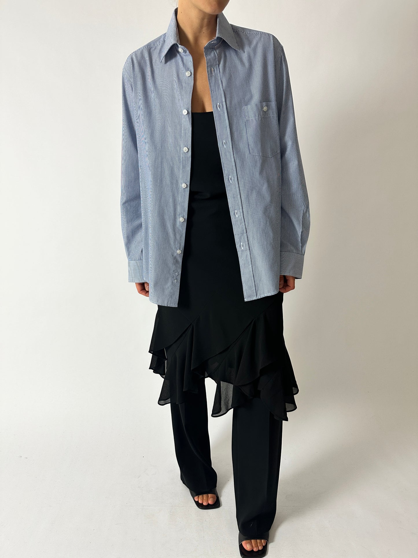 Oversized striped shirt | Blue / White