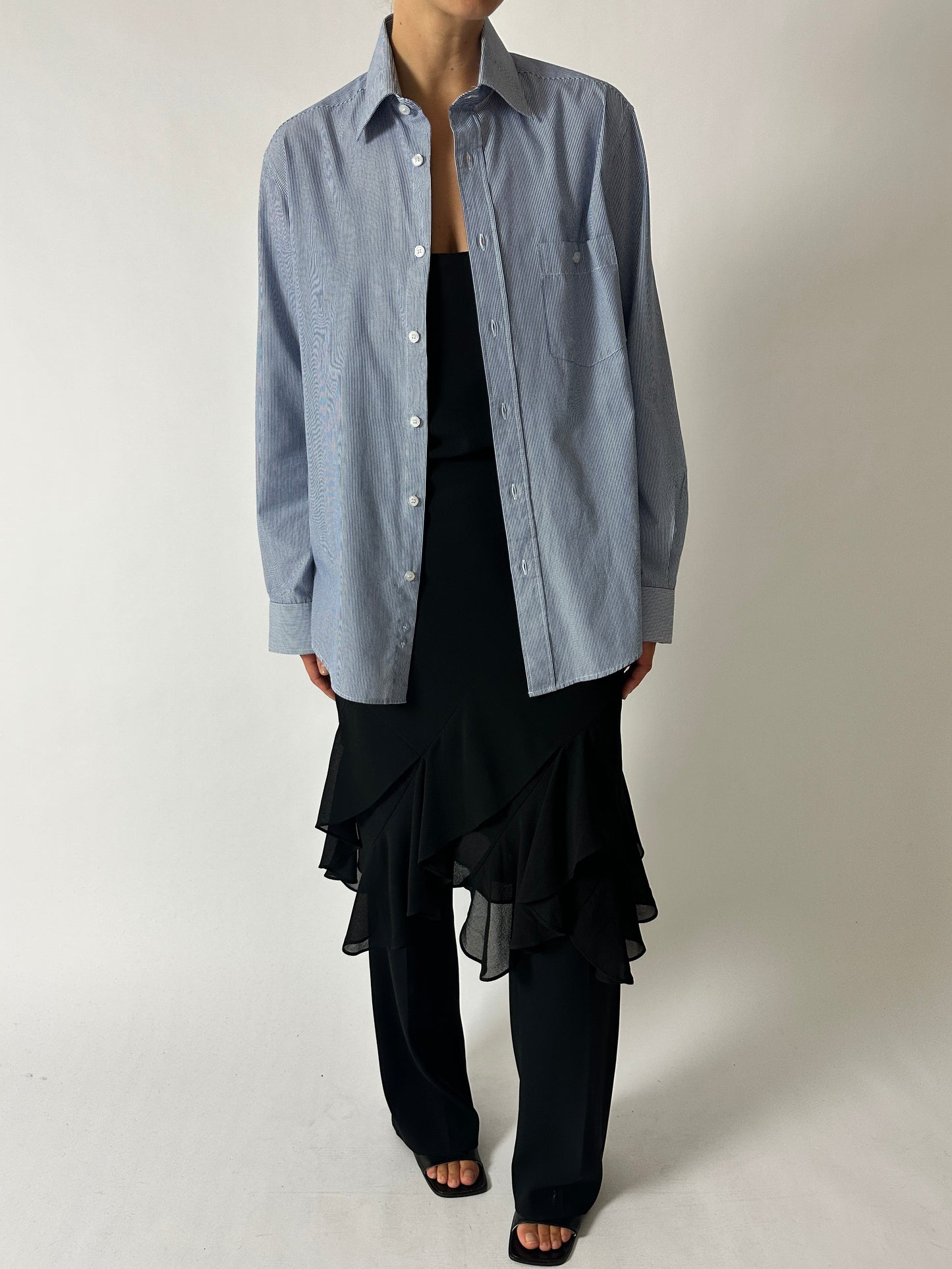 Oversized striped shirt | Blue / White