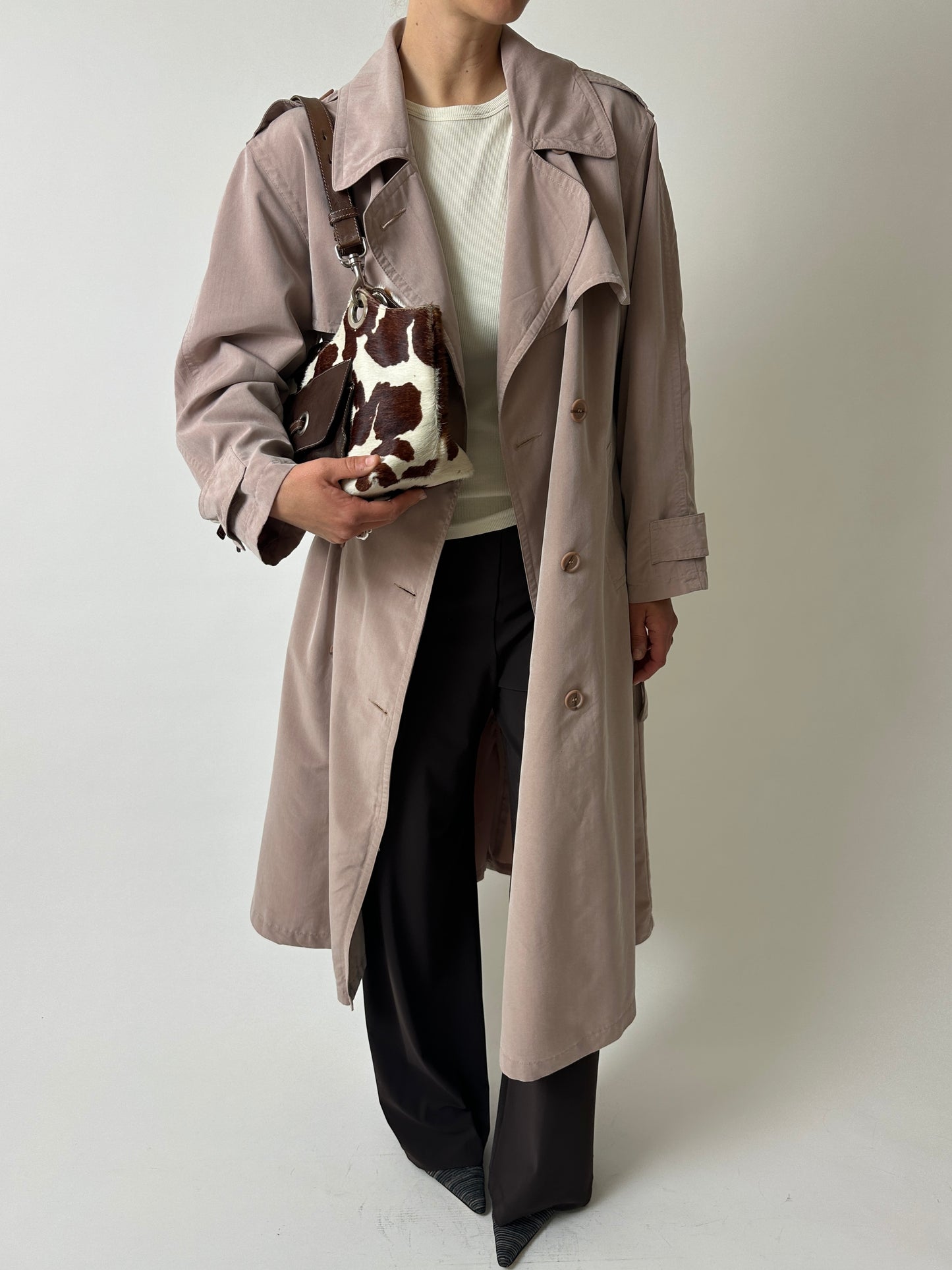 Long trench coat | Powder beige