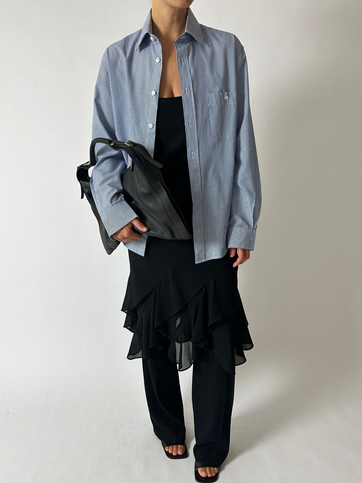 Oversized striped shirt | Blue / White