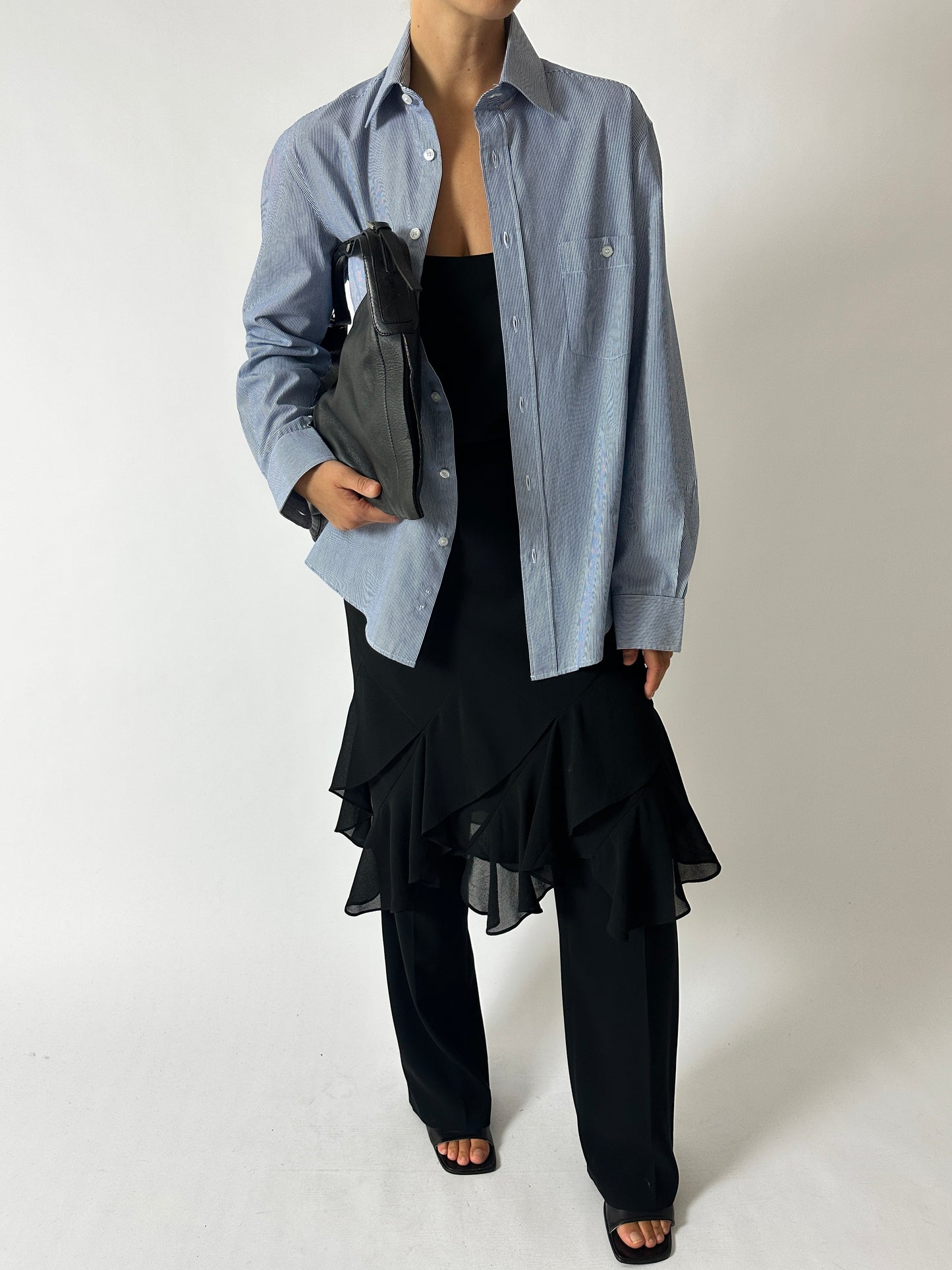 Oversized striped shirt | Blue / White