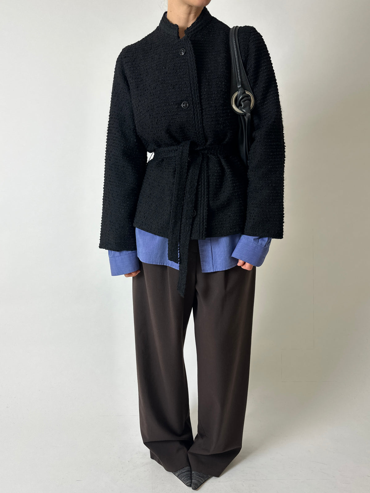 Belted wool jacket | Black
