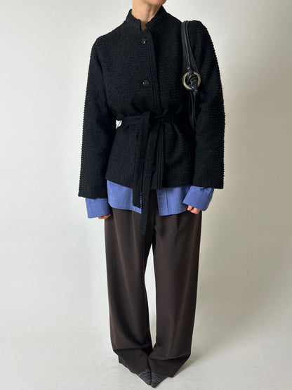 Belted wool jacket | Black