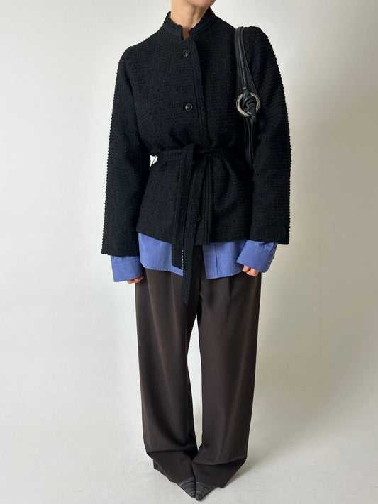 Belted wool jacket | Black