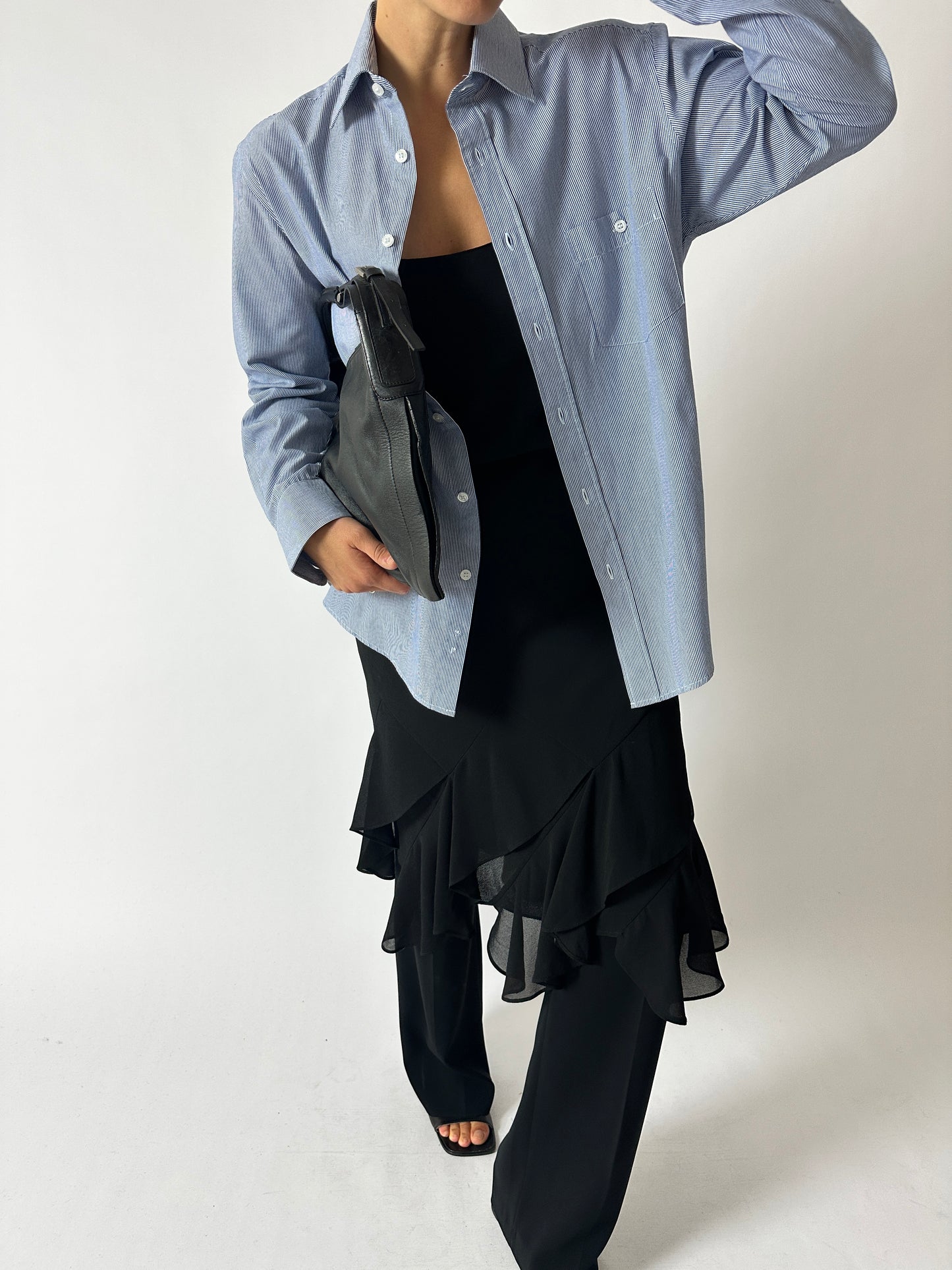 Oversized striped shirt | Blue / White