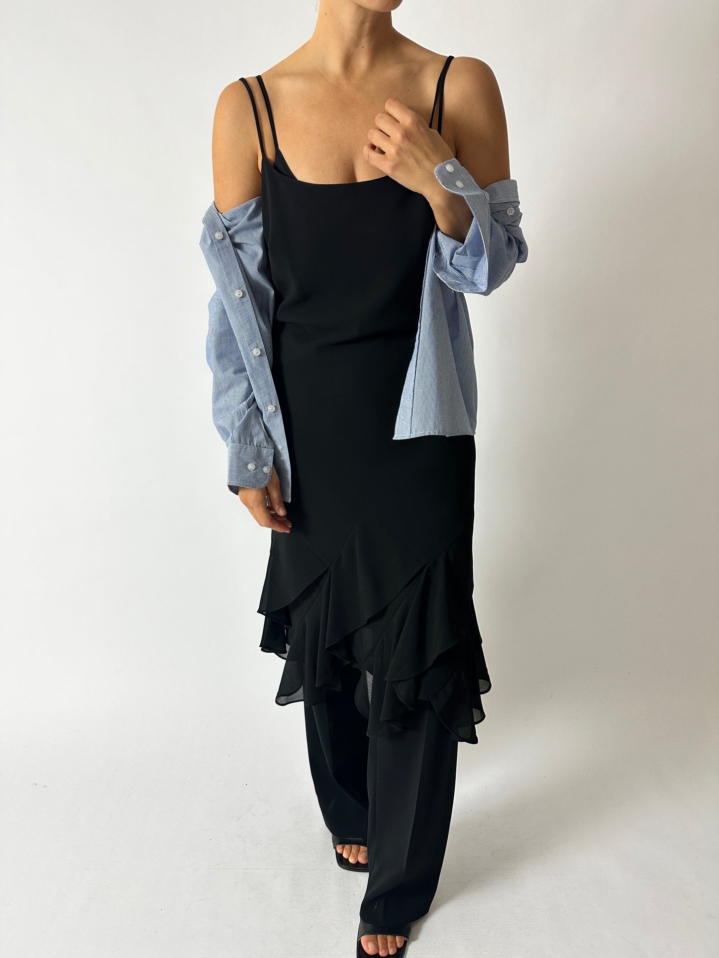 Sheer strap dress | Black