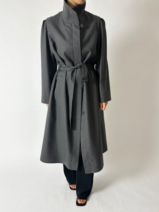 Belted wool coat | Grey