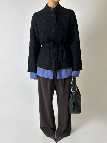 Belted wool jacket | Black
