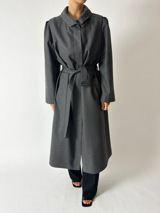 Belted wool coat | Grey