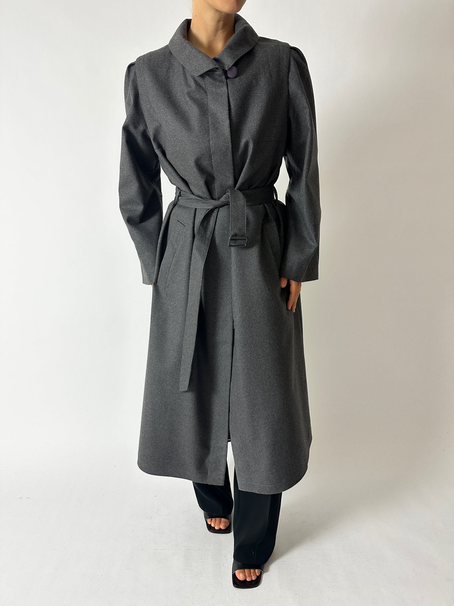 Belted wool coat | Grey