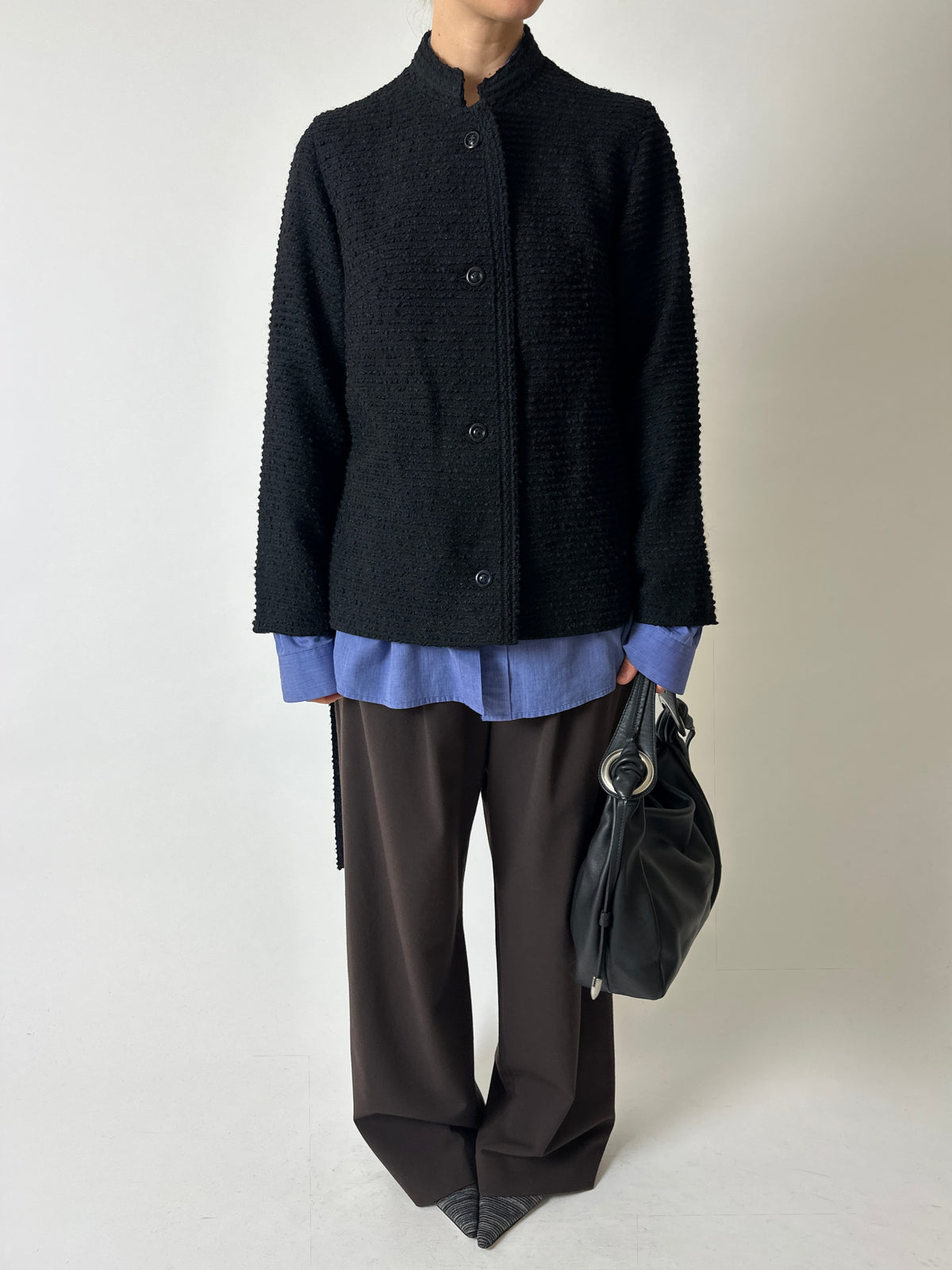 Belted wool jacket | Black
