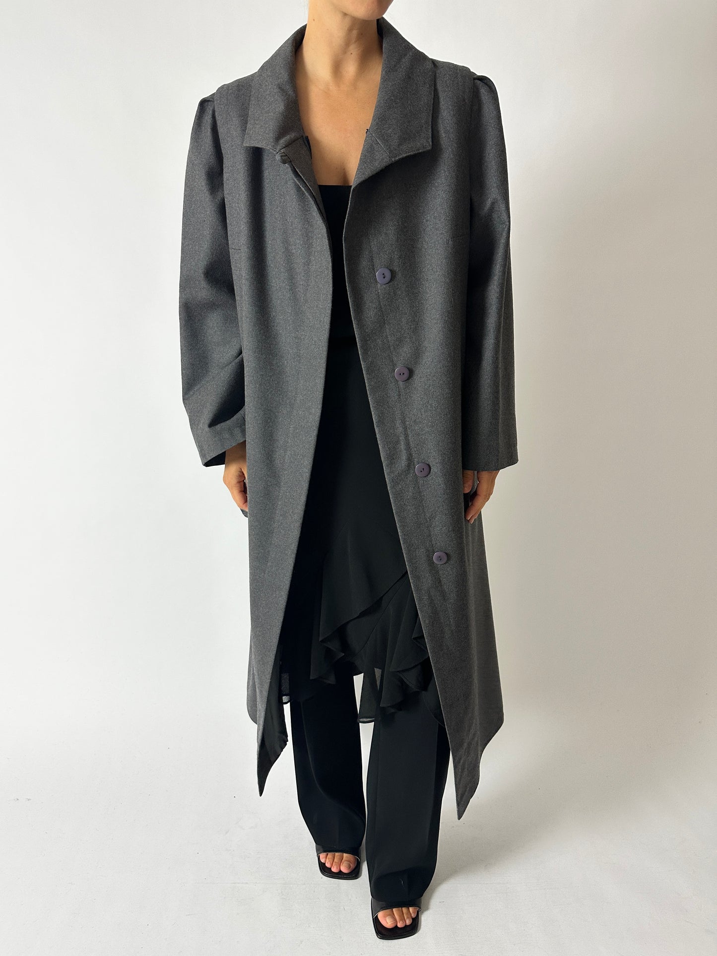 Belted wool coat | Grey