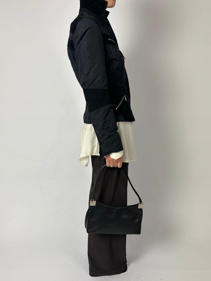 Fitted suede detail jacket | Black