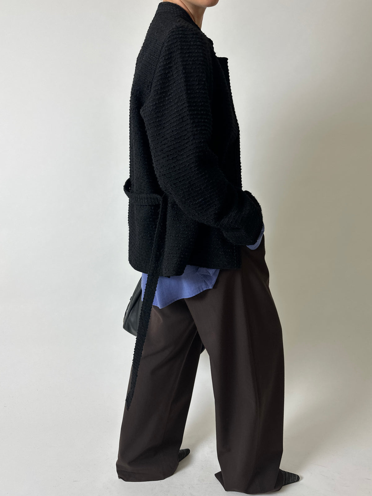 Belted wool jacket | Black