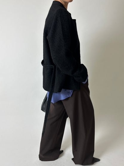 Belted wool jacket | Black