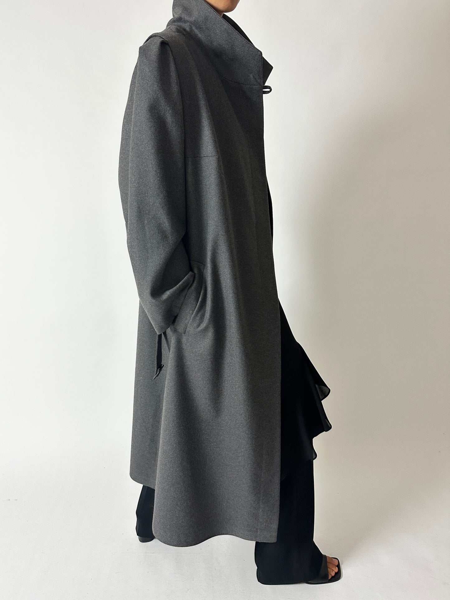 Belted wool coat | Grey
