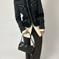 Fitted suede detail jacket | Black