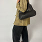 Leather shoulder bag | Dark Brown