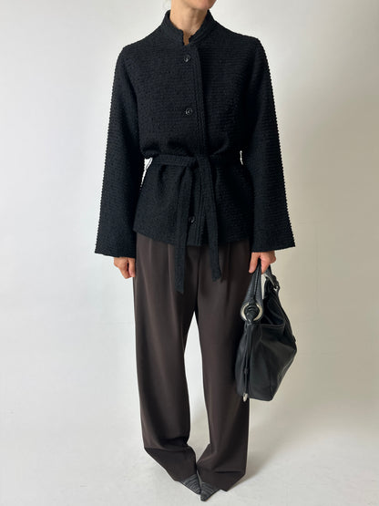 Belted wool jacket | Black
