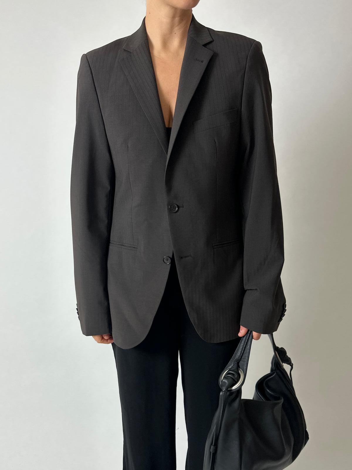 Relaxed fit wool blazer | Dark Brown