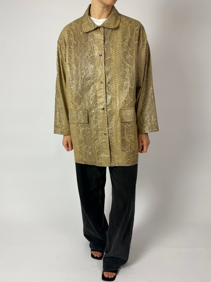 coated snake jacket | Beige