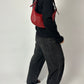 Wool fur detailed zip vest | Black