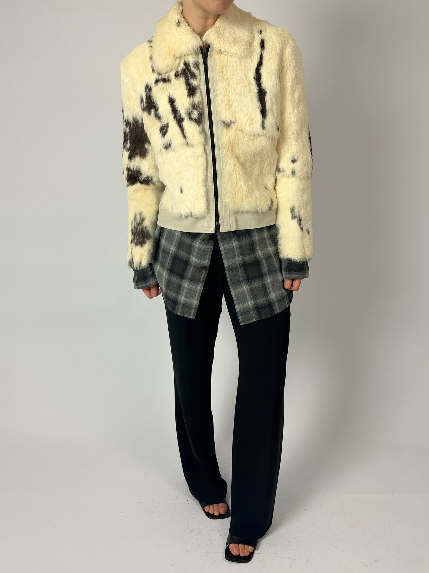 Cow leather jacket | Ecru