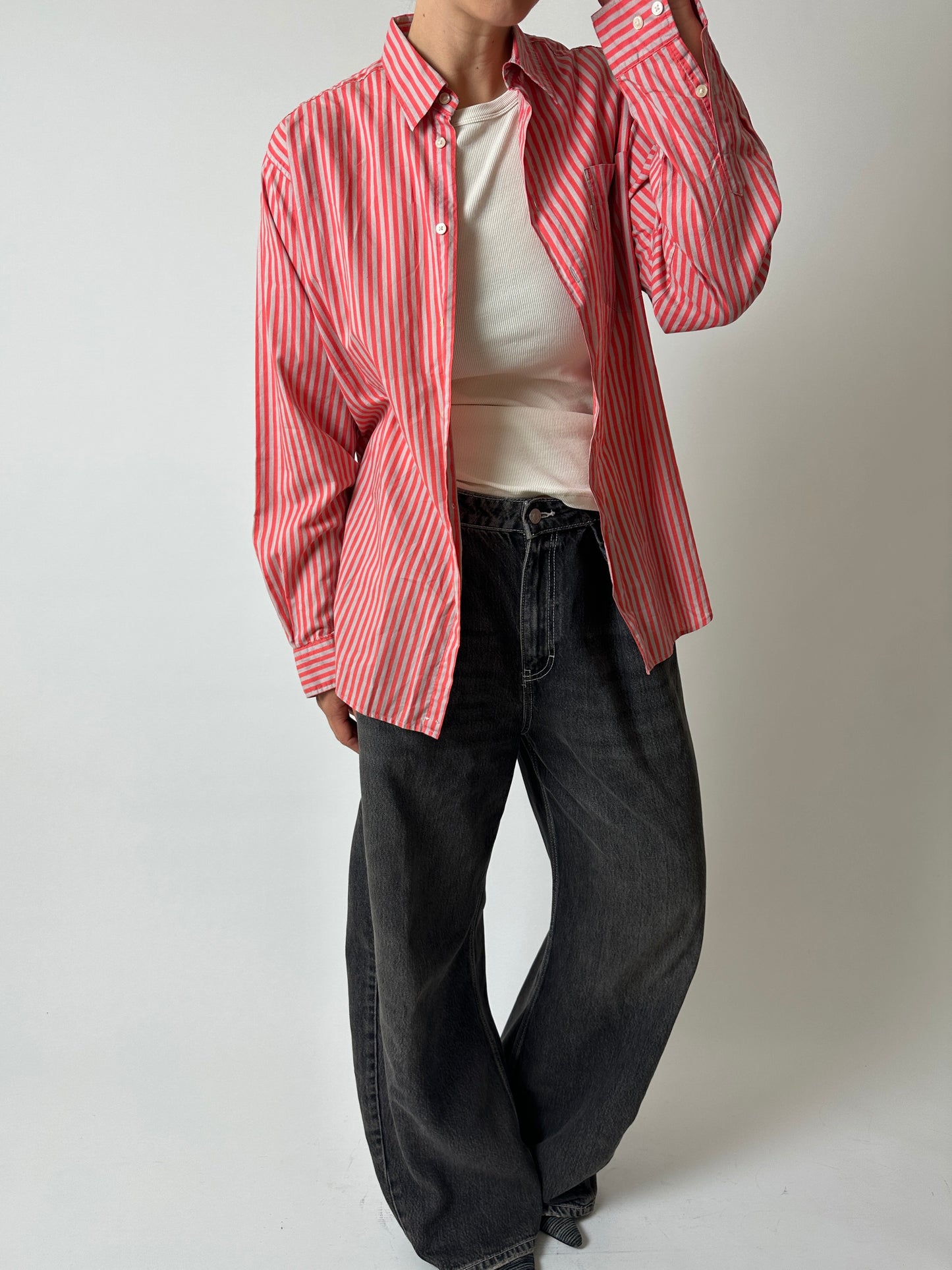 Striped shirt | Red / Ecru