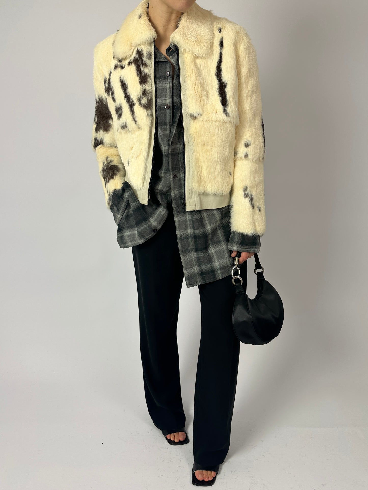 Cow leather jacket | Ecru