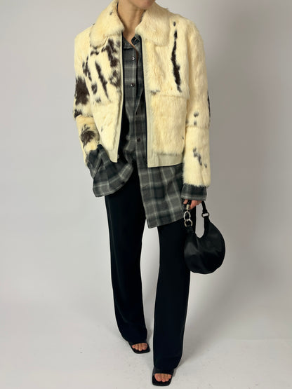 Cow leather jacket | Ecru