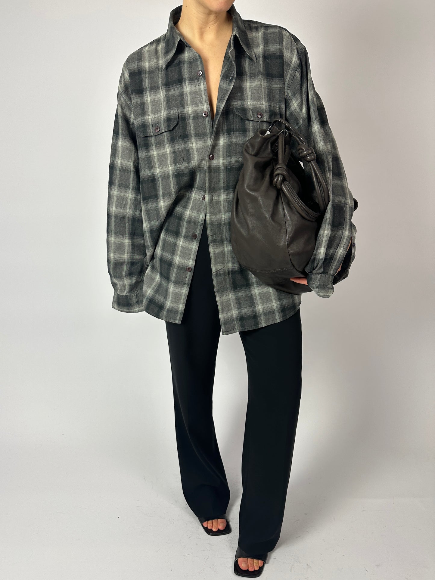 Relaxed checked shirt | Grey