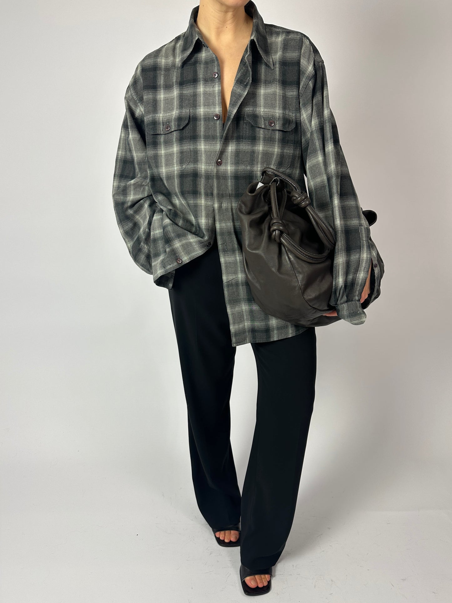 Relaxed checked shirt | Grey